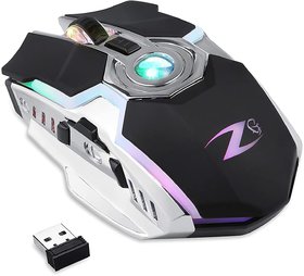 Zoook Terminator Wireless Gaming Mouse Rechargeable 2400 DPI Optical Sensor Ergonomic Mice Colorful LED Light for PC