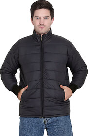 Men's Black Reversible Solid Double Sided Comfortable Long Sleeve Bomber Winter Jacket