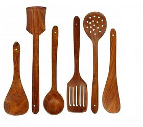 Wooden Spoon Kitchen Tool Set of 6 (Brown)