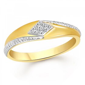 Vighnaharta Stylish Band Gold and Rhodium Plated Ring - VFJ1091FRG
